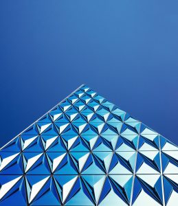 An image of building architecture in blue colour